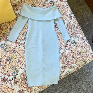 AMMO Suede off the shoulder baby blue dress
